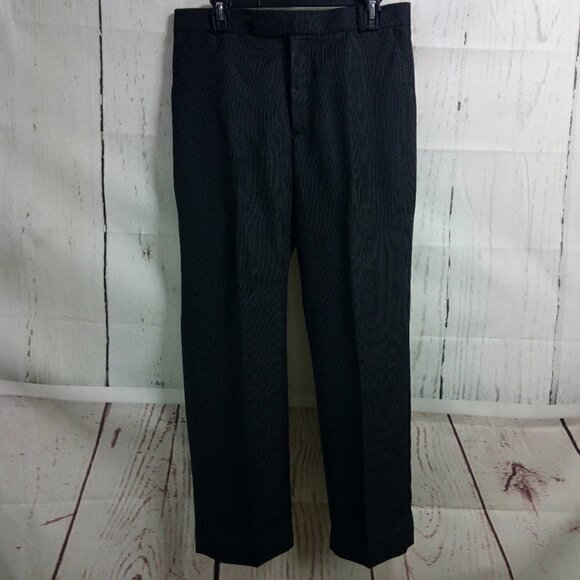 Custom Made 39S 2 Button Black Glittering Pinstripe 2pc Suit 33x29 Flat Front - Picture 8 of 12